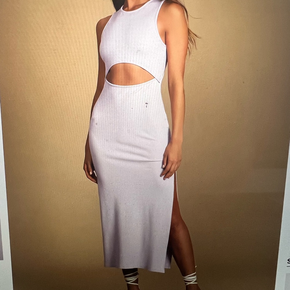 Lavender rubbed cutout Bodycon midi dress
